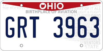 OH license plate GRT3963