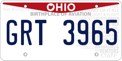 OH license plate GRT3965