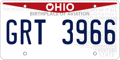 OH license plate GRT3966