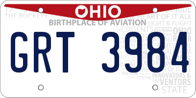 OH license plate GRT3984