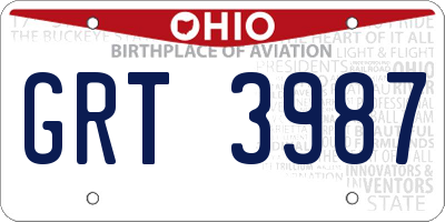 OH license plate GRT3987