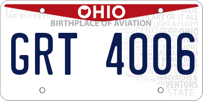 OH license plate GRT4006