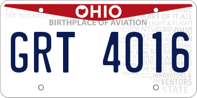 OH license plate GRT4016