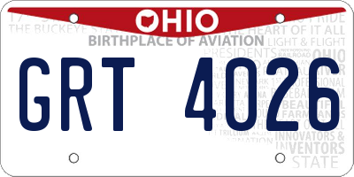 OH license plate GRT4026