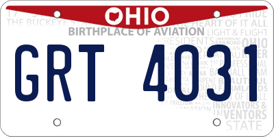 OH license plate GRT4031