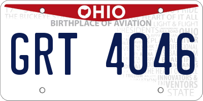 OH license plate GRT4046