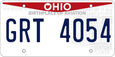 OH license plate GRT4054