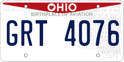 OH license plate GRT4076