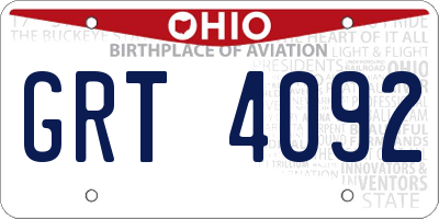 OH license plate GRT4092