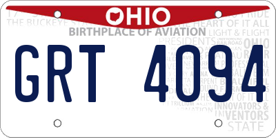 OH license plate GRT4094