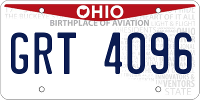 OH license plate GRT4096