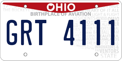 OH license plate GRT4111