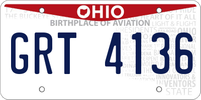 OH license plate GRT4136