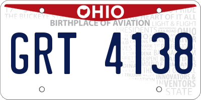 OH license plate GRT4138