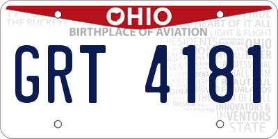 OH license plate GRT4181