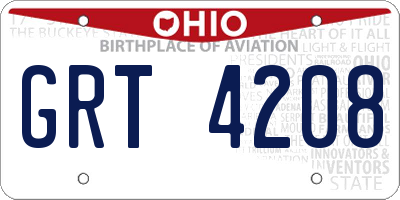 OH license plate GRT4208