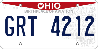 OH license plate GRT4212