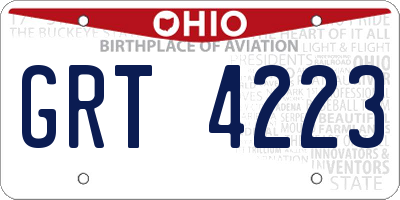 OH license plate GRT4223