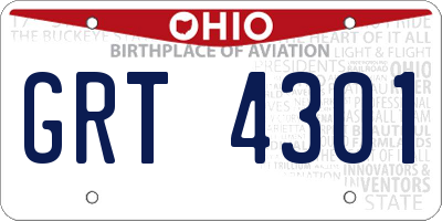 OH license plate GRT4301