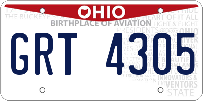 OH license plate GRT4305