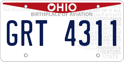 OH license plate GRT4311