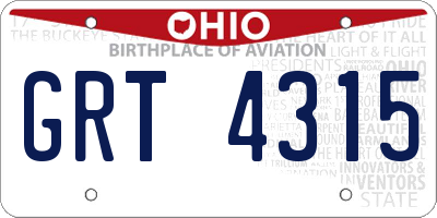 OH license plate GRT4315