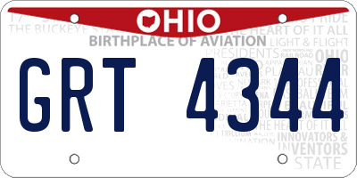 OH license plate GRT4344