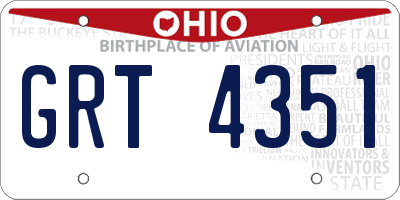 OH license plate GRT4351