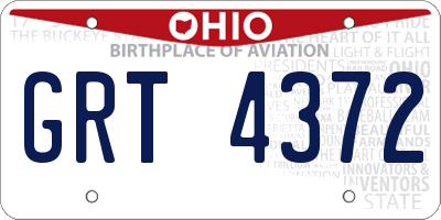 OH license plate GRT4372