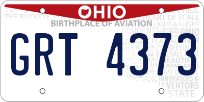 OH license plate GRT4373