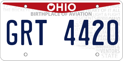 OH license plate GRT4420