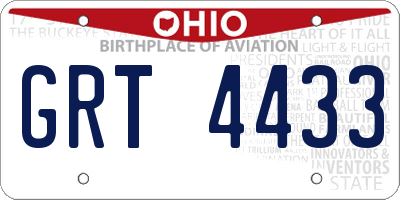 OH license plate GRT4433