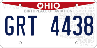 OH license plate GRT4438