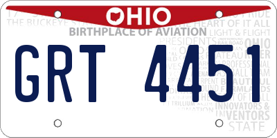 OH license plate GRT4451