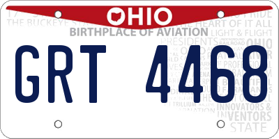 OH license plate GRT4468