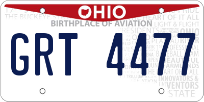 OH license plate GRT4477