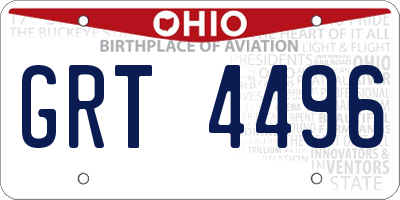 OH license plate GRT4496
