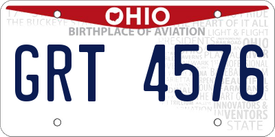 OH license plate GRT4576