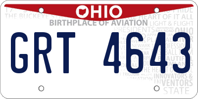 OH license plate GRT4643