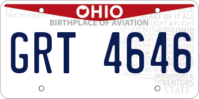 OH license plate GRT4646