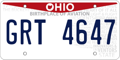 OH license plate GRT4647