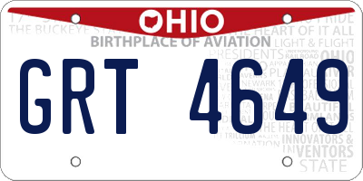 OH license plate GRT4649