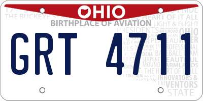 OH license plate GRT4711
