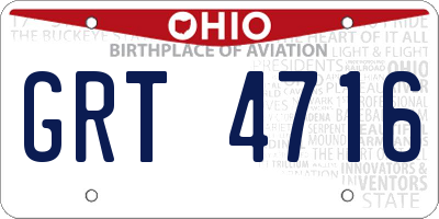 OH license plate GRT4716