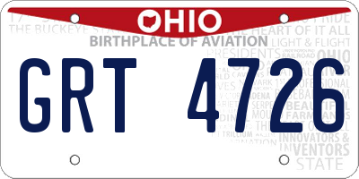 OH license plate GRT4726