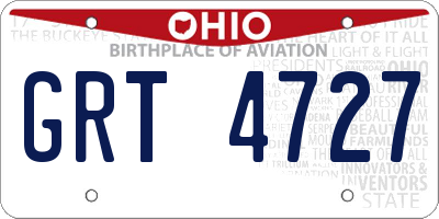 OH license plate GRT4727