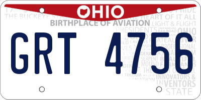OH license plate GRT4756