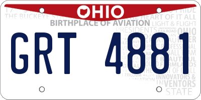 OH license plate GRT4881