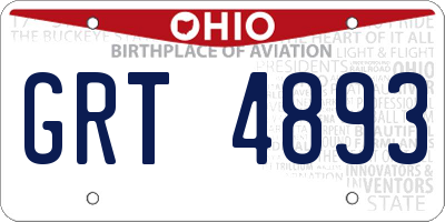 OH license plate GRT4893