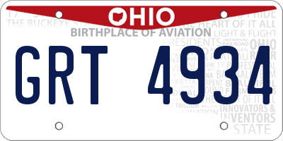 OH license plate GRT4934